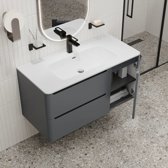 Тумба подвесная с раковиной Iddis Edifice 100 см EDI10D0i95K, темно-серый - фото 9