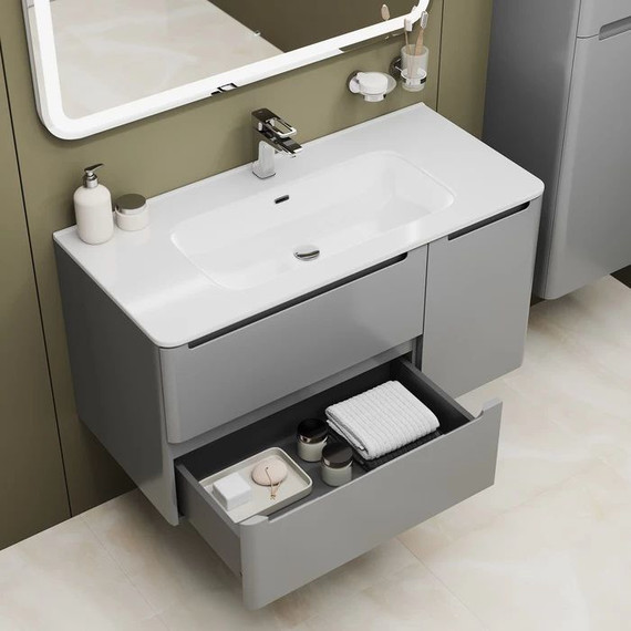 Тумба подвесная с раковиной Iddis Edifice 100 см EDI10L0i95K, светло-серый - фото 8