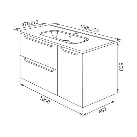 Тумба подвесная с раковиной Iddis Edifice 100 см EDI10L0i95K, светло-серый - фото 11