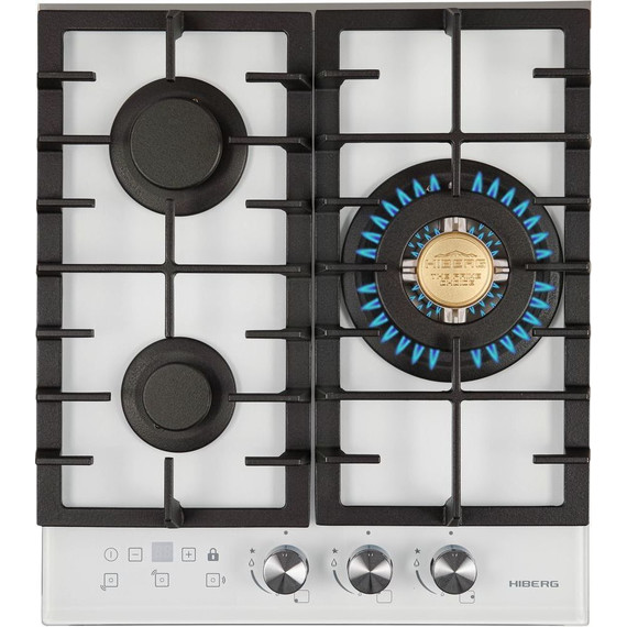 Газовая варочная поверхность Hiberg VM 4535 W (белое стекло) - фото 