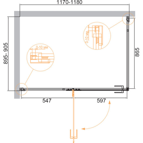 Душевое ограждение Cezares 120х90 см BELLAGIO-AH-1-120/90-C-BORO (стекло 8 мм) золото/прозрачное - фото 2