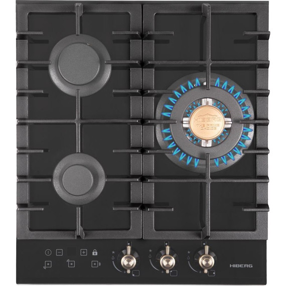 Газовая варочная поверхность Hiberg VM 4535 B (чёрное стекло) - фото 2