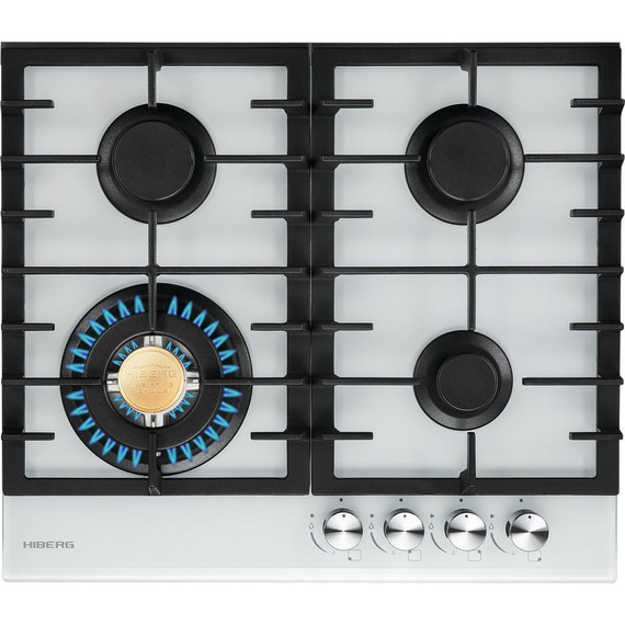 Газовая варочная поверхность Hiberg VM 60440 W (белое стекло) - фото 