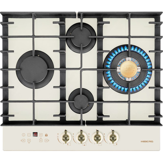 Газовая варочная поверхность Hiberg VM 6145 RY (бежевое стекло) - фото 