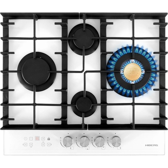 Газовая варочная поверхность Hiberg VM 6145 W (белое стекло) - фото 