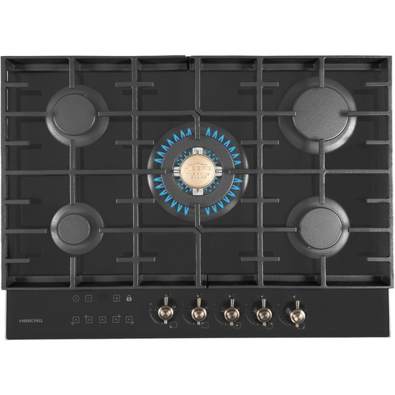 Газовая варочная поверхность Hiberg VM 7155 B (чёрное стекло) - фото 2