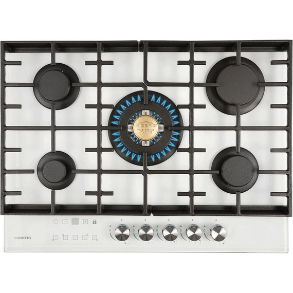 Газовая варочная поверхность Hiberg VM 7155 W (белое стекло) - фото 