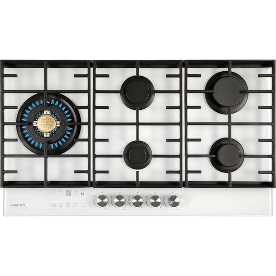 Газовая варочная поверхность Hiberg VM 9155 W (белое стекло) - фото 
