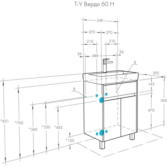 Тумба напольная с раковиной Акватон Верди 60 см 1A2077K1VDAV0, белый/ясень фабрик - фото 10