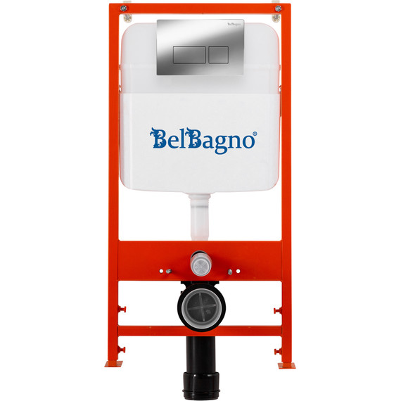 Инсталляция для унитаза BelBagno BB026/BB041CR (кнопка смыва хром глянцевый) - фото 
