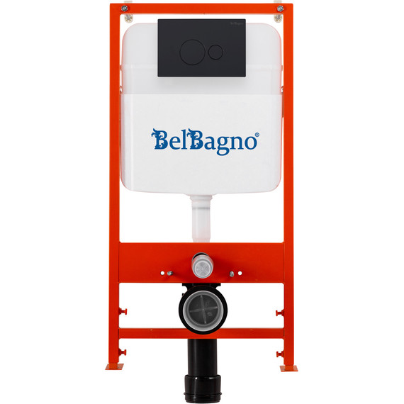 Инсталляция для унитаза BelBagno BB026/BB084NERO (кнопка смыва черная матовая) - фото 