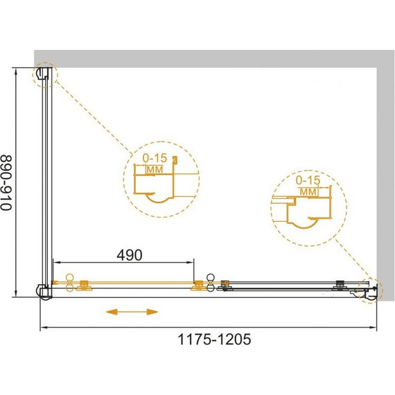 Душевое ограждение Cezares 120х90 см GIUBILEO-AH-1-120/90-SCORREVOLE-CP-Br, бронза/прозрачное/узор - фото 7
