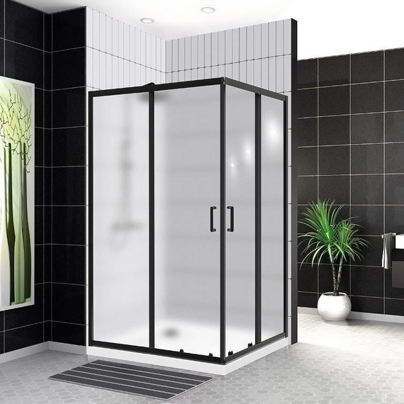 Душевое ограждение BelBagno 120x90 см UNO-195-AH-2-120/90-P-NERO, черный/рифлёное - фото 