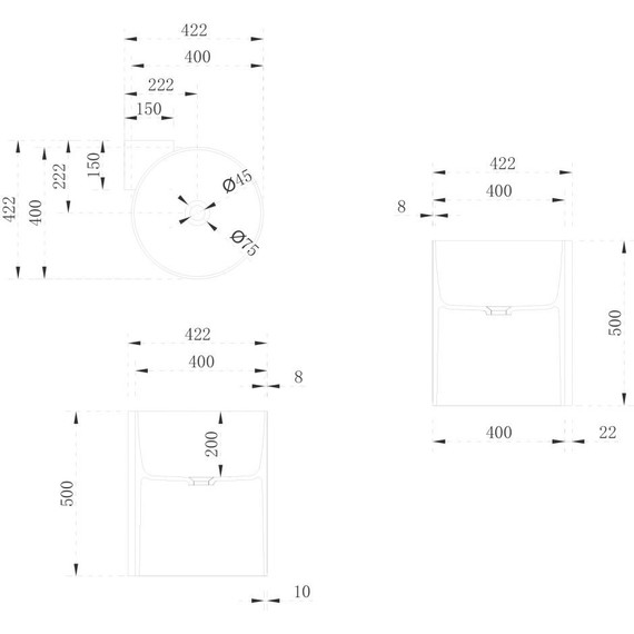 Раковина подвесная Abber Stein 42 см AS2625, белый матовый - фото 5