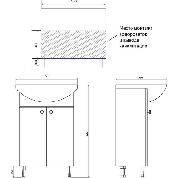 Тумба напольная с раковиной Стиль Моника New 50 см - фото 8