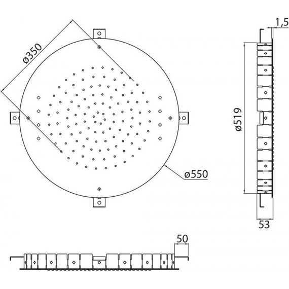 Верхний душ Cezares CZR-SDRH1-50-NOP 550х550 мм, чёрный матовый - фото 3