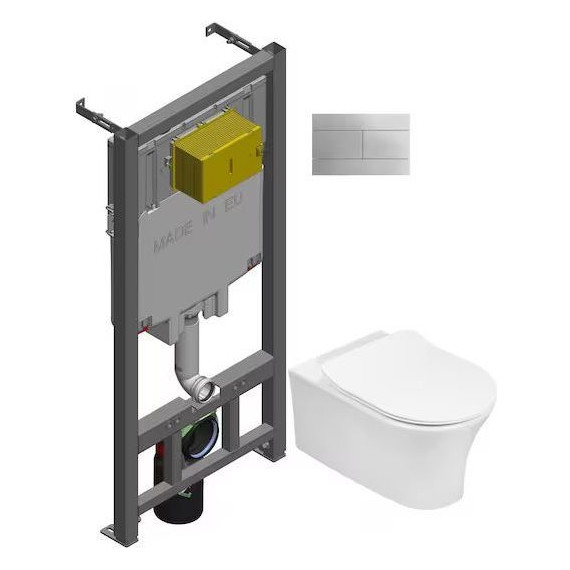 Инсталляция с подвесным безободковым унитазом Jacob Delafon Aleo E21730RU-00, сиденье с тонкой крышкой микролифт - фото 2