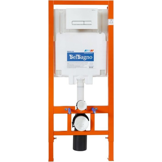 Инсталляция с подвесным безободковым унитазом BelBagno Loto BB070CHR/SC/BB002-80/BB018-GV-BIANCO (кнопка смыва Genova, белый) - фото 2