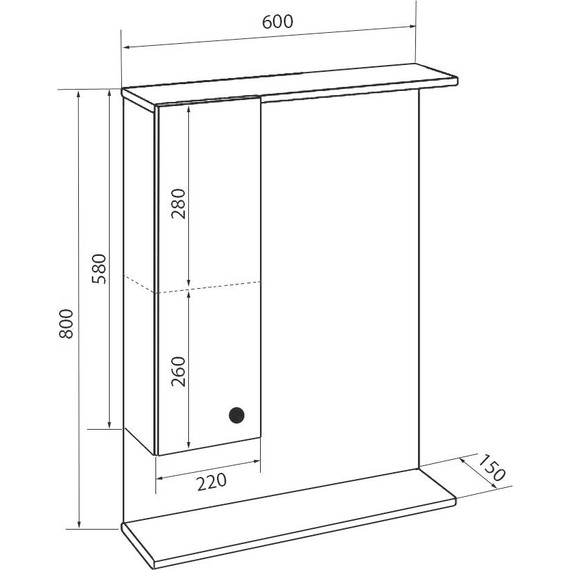 Зеркало-шкаф Loranto Моника 60 см L, без светильника, белый - фото 6