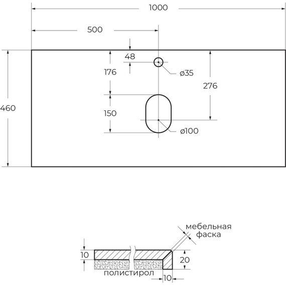Столешница Cezares 100 см KEP-100-MGL, Marmo Grigio Lucido - фото 3