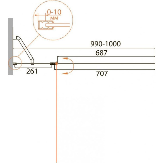 Шторка для ванны Cezares 100 см RELAX-V-11-100/140-C-Bi, хром/прозрачное - фото 2