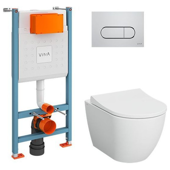Инсталляция с подвесным безободковым унитазом Vitra Mia Round L-Box 9873B003-7201 - фото 