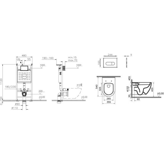 Инсталляция с подвесным безободковым унитазом Vitra Mia Round L-Box 9873B003-7201 - фото 2