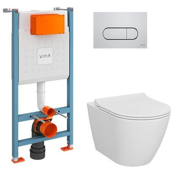 Инсталляция с подвесным безободковым унитазом Vitra Sanibelle L-Box 9878B003-7200 - фото 