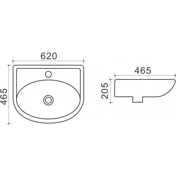 Раковина подвесная Azario 63 см Teo-60 - фото 3