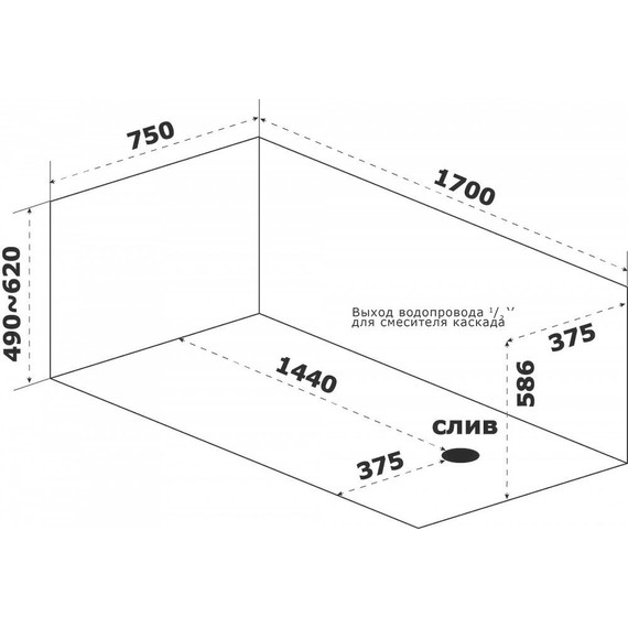 Ванна акриловая Azario Тенза 170x75 см ТНВ0102, Размер - мм: 1700х750 - фото 6