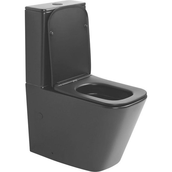 Унитаз-компакт безободковый Abber Rechteck AC1210TMB (смыв торнадо) с тонкой крышкой микролифт, чёрный матовый, Цвет производителя: чёрный матовый - фото 5