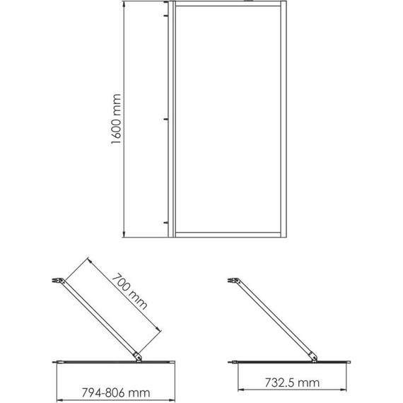 Шторка для ванны WasserKraft Abens 80 см 20W01-80BG, золото матовое/прозрачное - фото 3