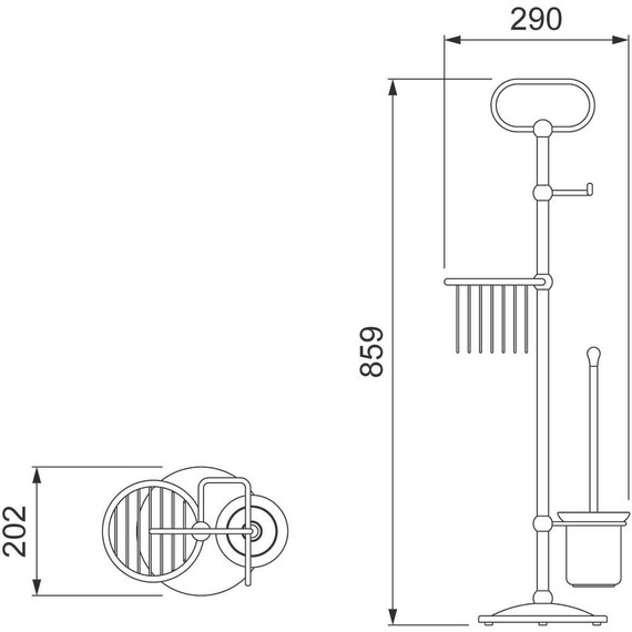 Стойка с держателем и ёршиком Timo Nelson 160185/02, цвет антик - фото 2