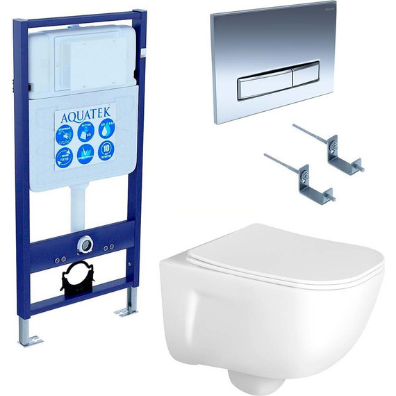 Инсталляция Aquatek Set Дива INS-0000012 с подвесным унитазом Aquatek AQ2012-00 (кнопка KDI-0000023 хром) - фото 
