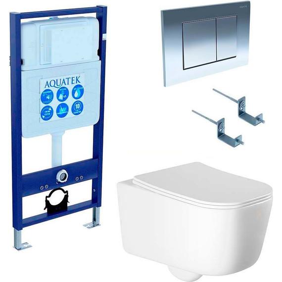 Инсталляция Aquatek Set Лугано INS-0000012 с подвесным унитазом Aquatek AQ2002-00 (кнопка KDI-0000010 хром) - фото 