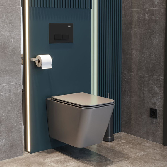 Унитаз подвесной безободковый Sole Cube 2 Grey с тонкой крышкой микролифт, Цвет производителя: серый - фото 4