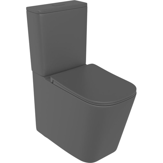 Унитаз-компакт безободковый Sole Cube 2 black с тонкой крышкой микролифт, Цвет производителя: чёрный - фото 