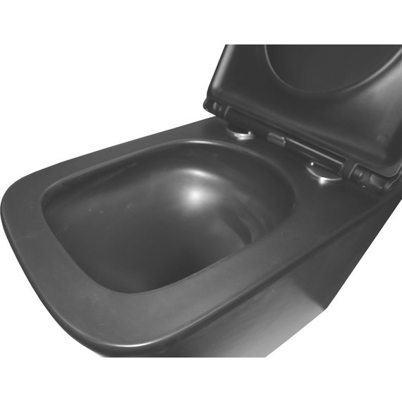 Унитаз подвесной безободковый Azario Teramo AZ-0052-UQ3MB с крышкой микролифт (система смыва Торнадо) чёрный матовый, Цвет производителя: чёрный матовый - фото 7
