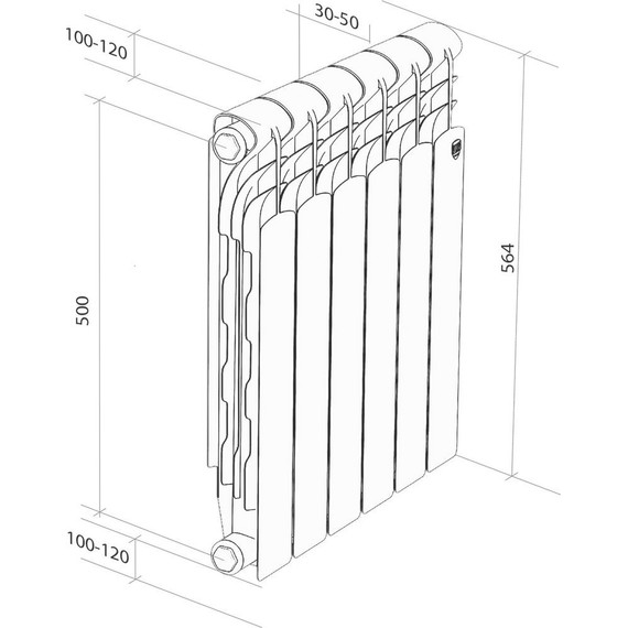 Радиатор Royal Thermo Revolution Bimetall 500 2.0 640х560 мм (8 секций) - фото 6