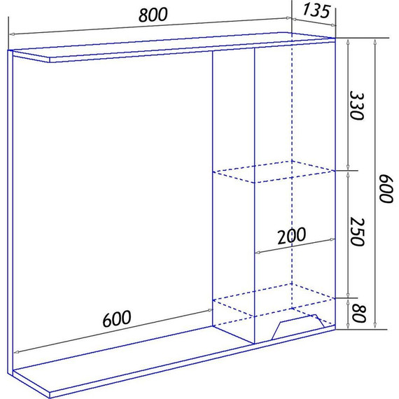 Зеркало-шкаф Loranto Florena 80 см CS00086987 R, светлый бетон - фото 8