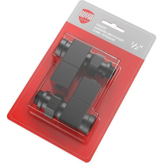 Вентиль для радиатора прямой Royal Thermo Cube 1/2" RTE 56.0006, чёрный - фото 