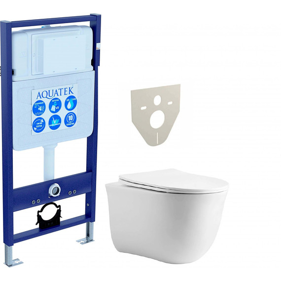 Инсталляция Aquatek Set Классик Cm INS-0000012 с подвесным безободковым унитазом Aquatek AQ1112-00 - фото 