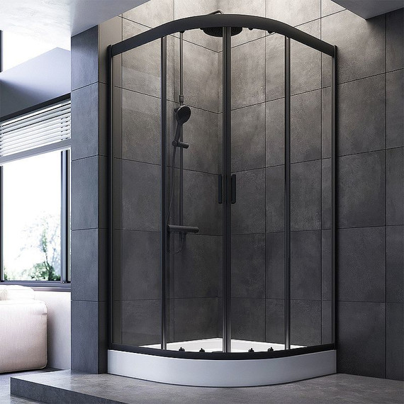 Душевое ограждение Am.Pm Gem 100x100 см W90G-401-100BT, чёрный/прозрачное - фото 
