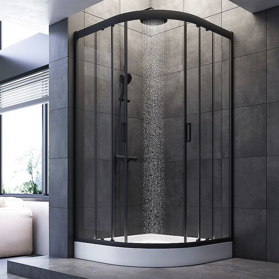 Душевое ограждение Am.Pm Gem 100x100 см W90G-401-100BT, чёрный/прозрачное - фото 3