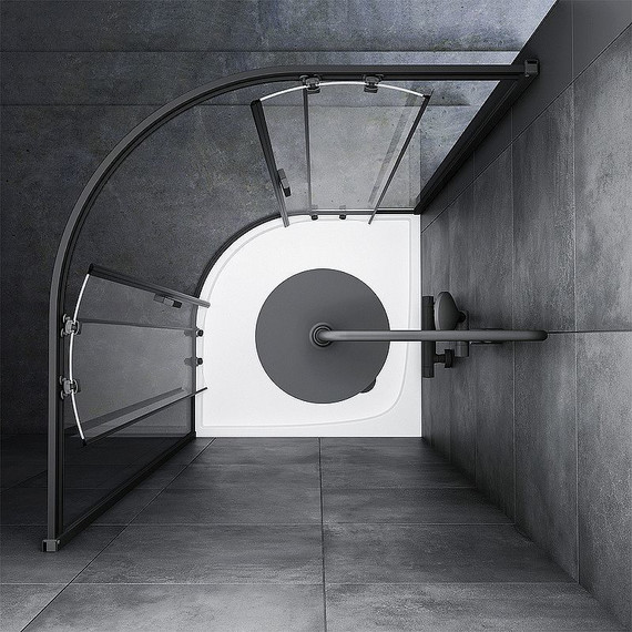 Душевое ограждение Am.Pm Gem 100x100 см W90G-401-100BT, чёрный/прозрачное - фото 4