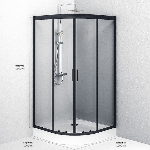 Душевое ограждение Am.Pm Gem 100x100 см W90G-401-100BT, чёрный/прозрачное - фото 7