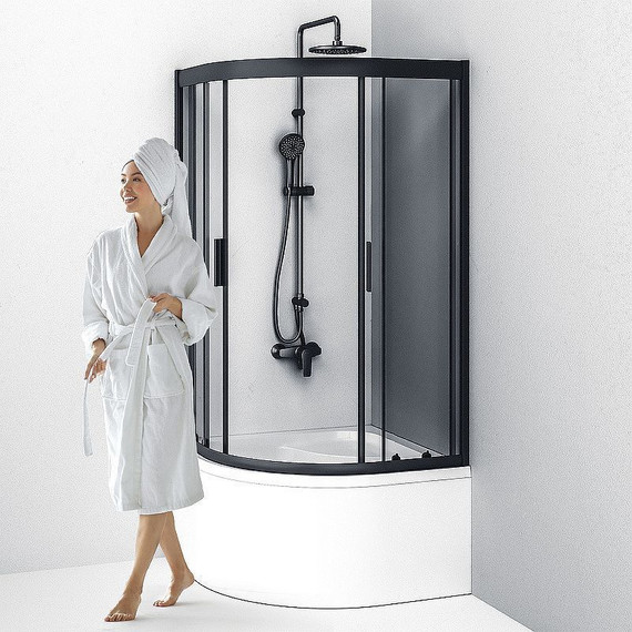 Душевое ограждение Am.Pm Gem 90х90 см W90G-401A090BT, чёрный/прозрачное - фото 6