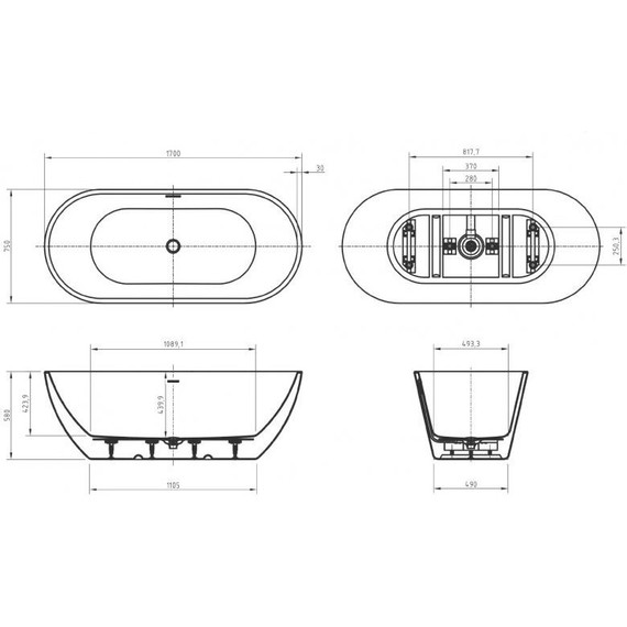 Ванна отдельностоящая BelBagno 170x75 см BB701-1700-750-K, Размер - мм: 1700х750 - фото 8
