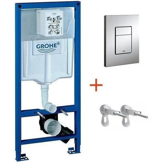 Инсталляция с подвесным унитазом комплект: Grohe Rapid SL 38772001 с подвесным безободковым унитазом Azario Moneo AZ-0062 сиденье микролифт, крепление, кнопка смыва хром - фото 3