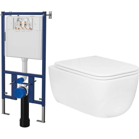 Инсталляция с подвесным унитазом комплект: Loranto 4501 с подвесным безободковым унитазом Azario Flavia AZ-0076-UQ1 сиденье микролифт (Система смыва торнадо) - фото 2